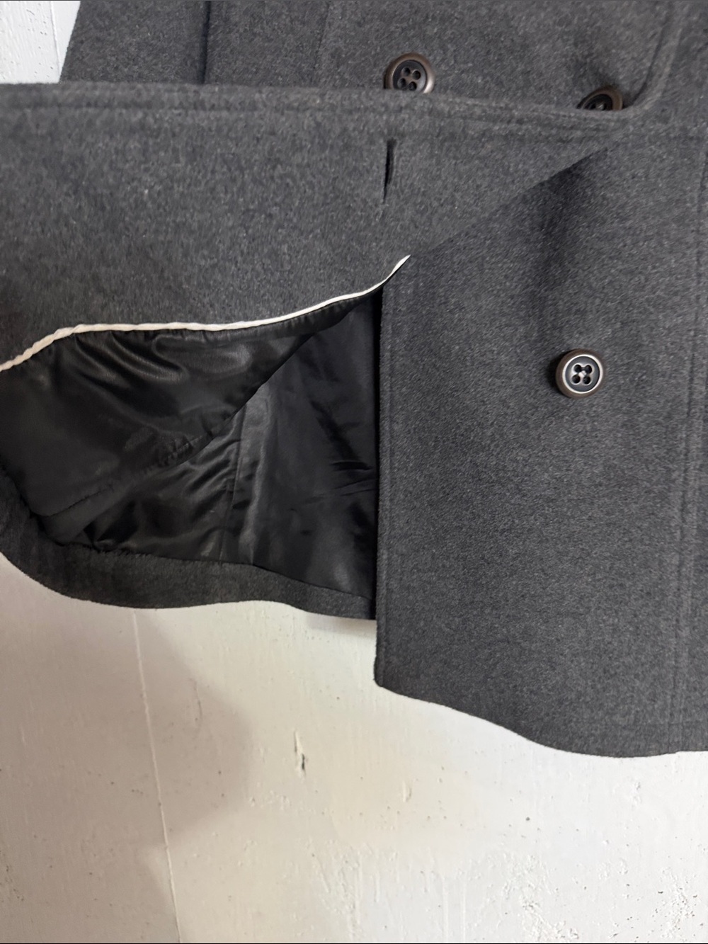 CLEO WOOL Gray Double-Breasted Pea Coat,12 - Picture 13 of 14